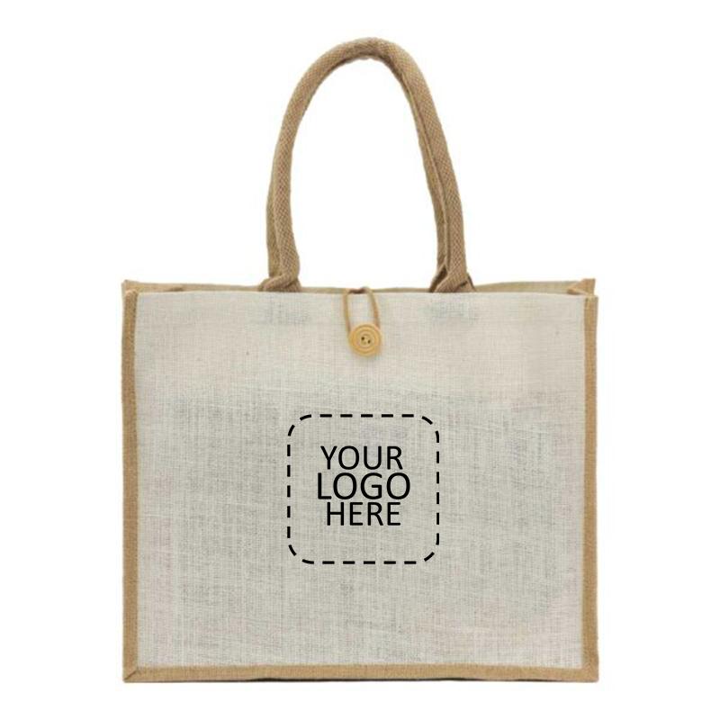 Shopping Jute Bag With Cotton Padded Handle With Logo